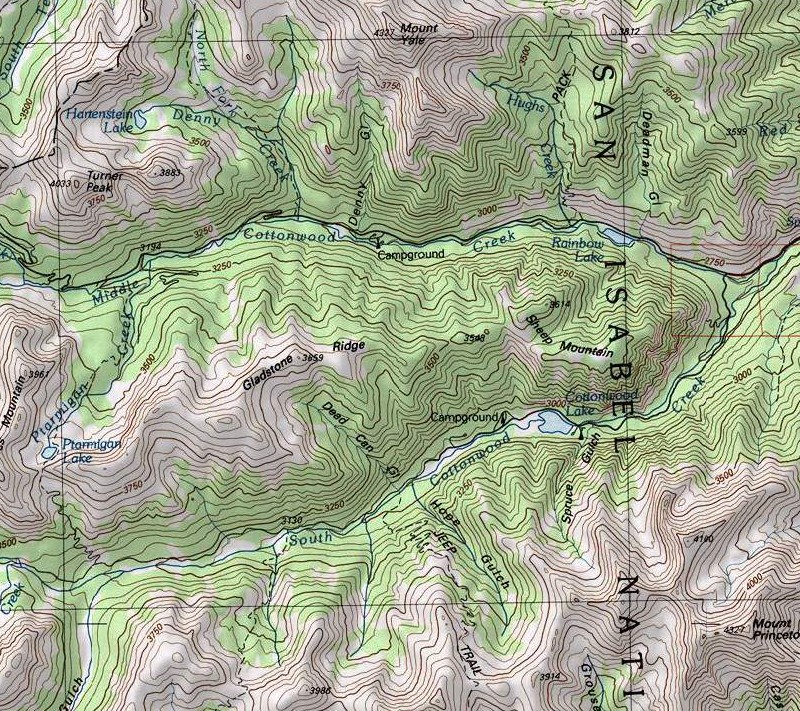 Map of the Southern Sawatch Range