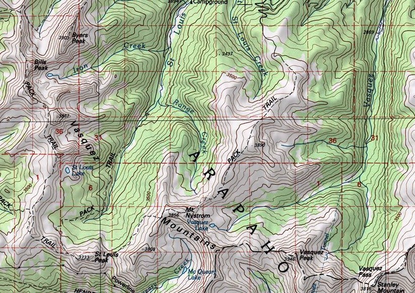 Vasquez Mountains Map