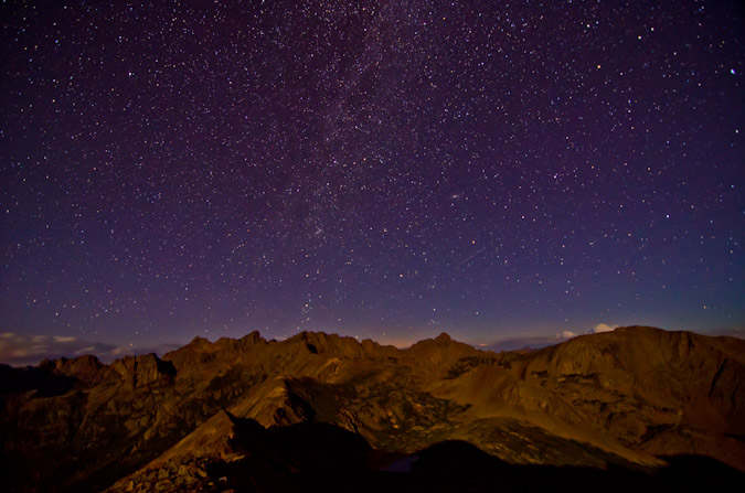 Chicago Basin at night with stars