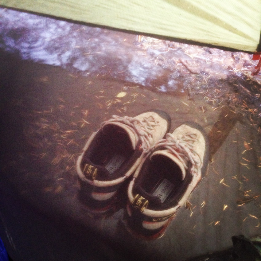 Water under Sarah's boots