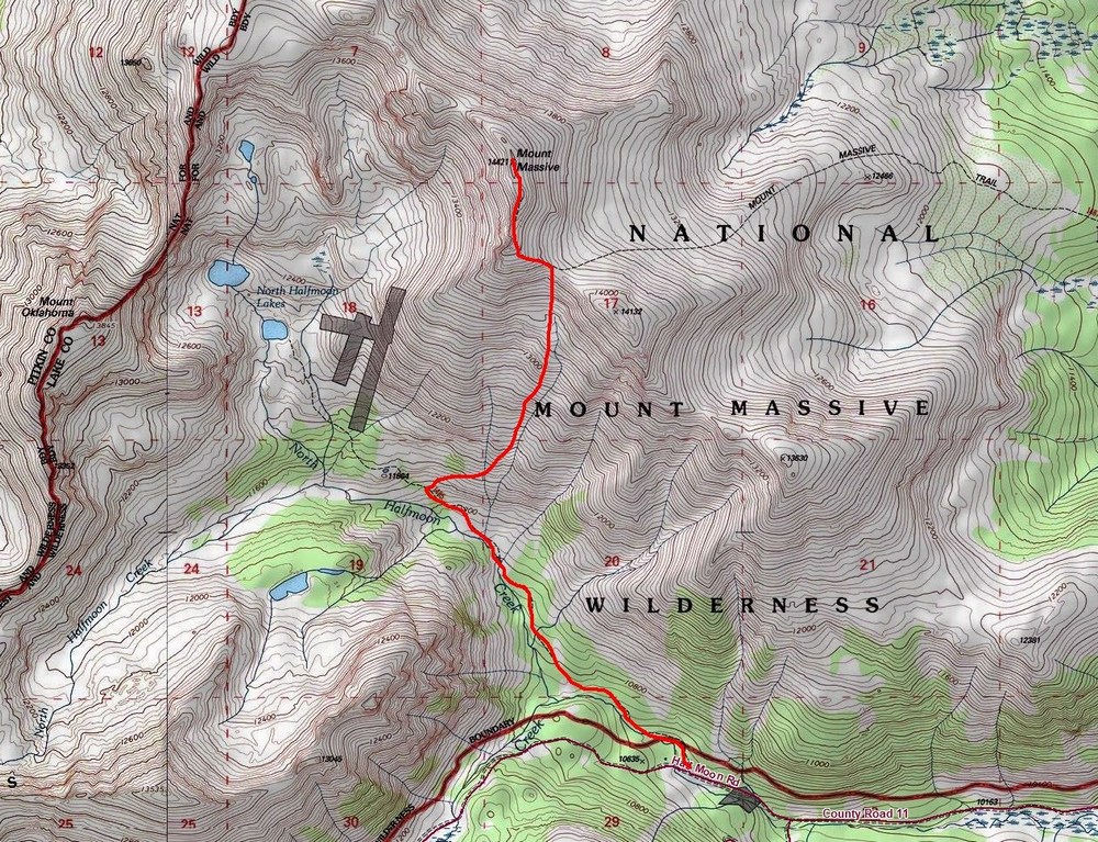 Mount Massive Route Map