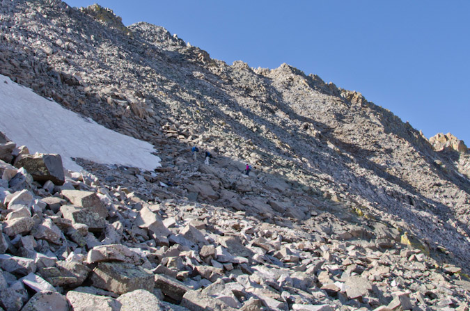 The start of the traverse across Mt. Wilson's face