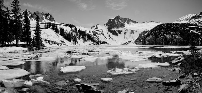 Snowmass Lake Black and White Panoramic