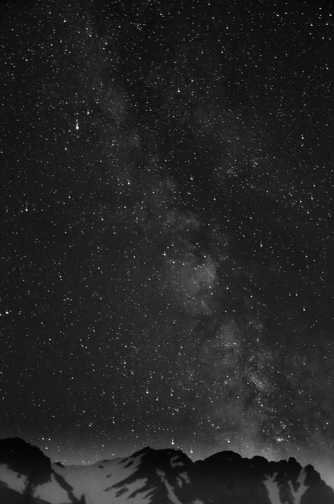 Snowmass Lake Milky Way Black and White