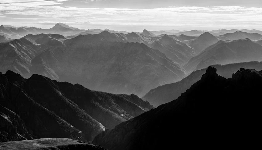 Sea of Colorado Peaks in Black and White