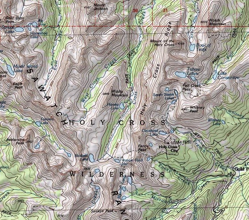 Map of the Holy Cross Wilderness Area