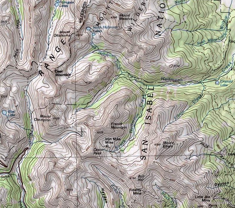 Map of the Central Sawatch Range